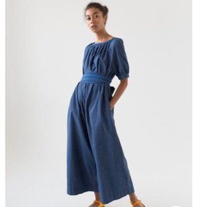 Caron Callahan 'Theos' striped indigo jumpsuit